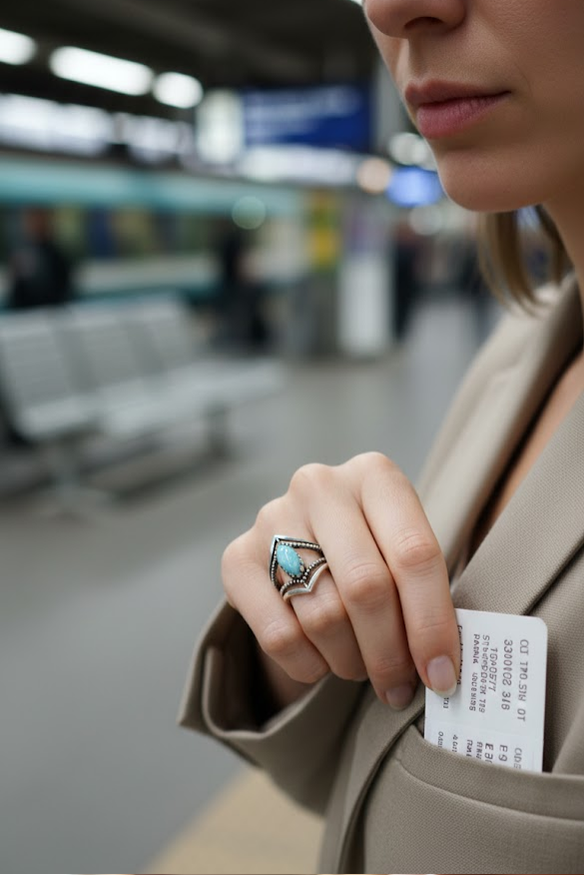 Larimar Ring, Chevron Band Ring, SKU 6258
