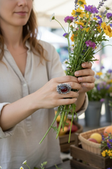 Crimson Garden Spell — Hessonite Rose Ring, AR-7727