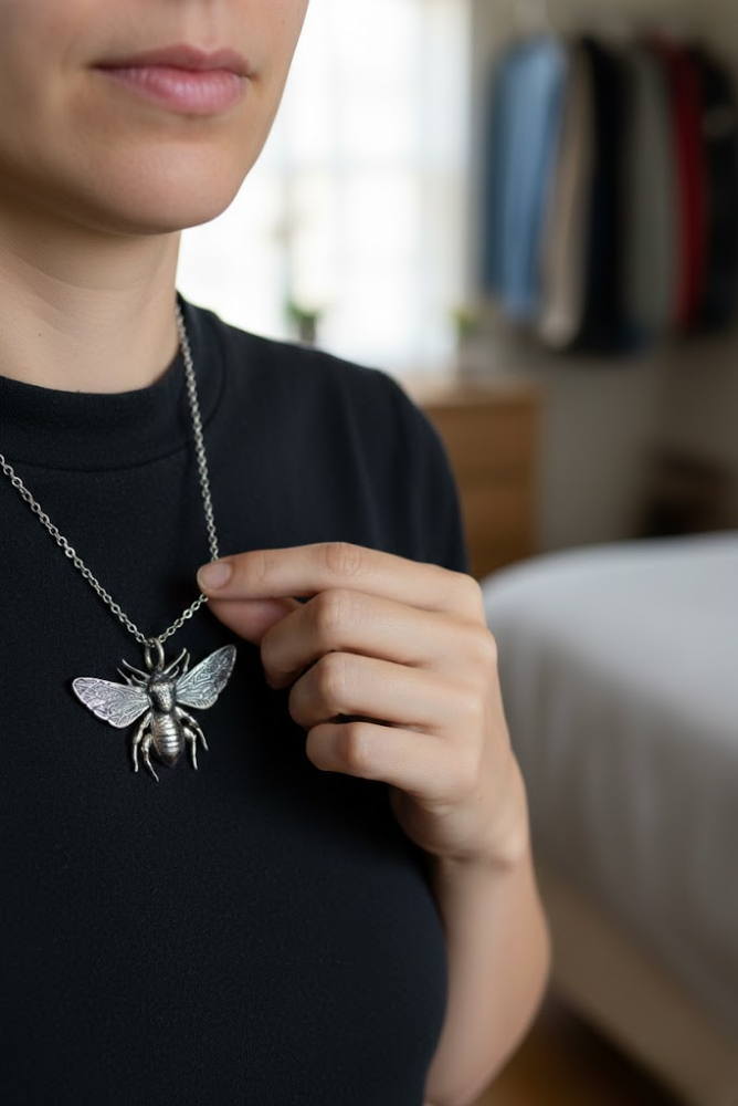 Guardian Bee Silver Necklace,  AP- 7380