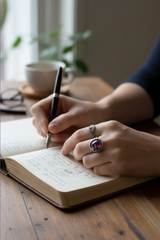 Petal of Dawn – Ruby Botanical Ring, AR-7634