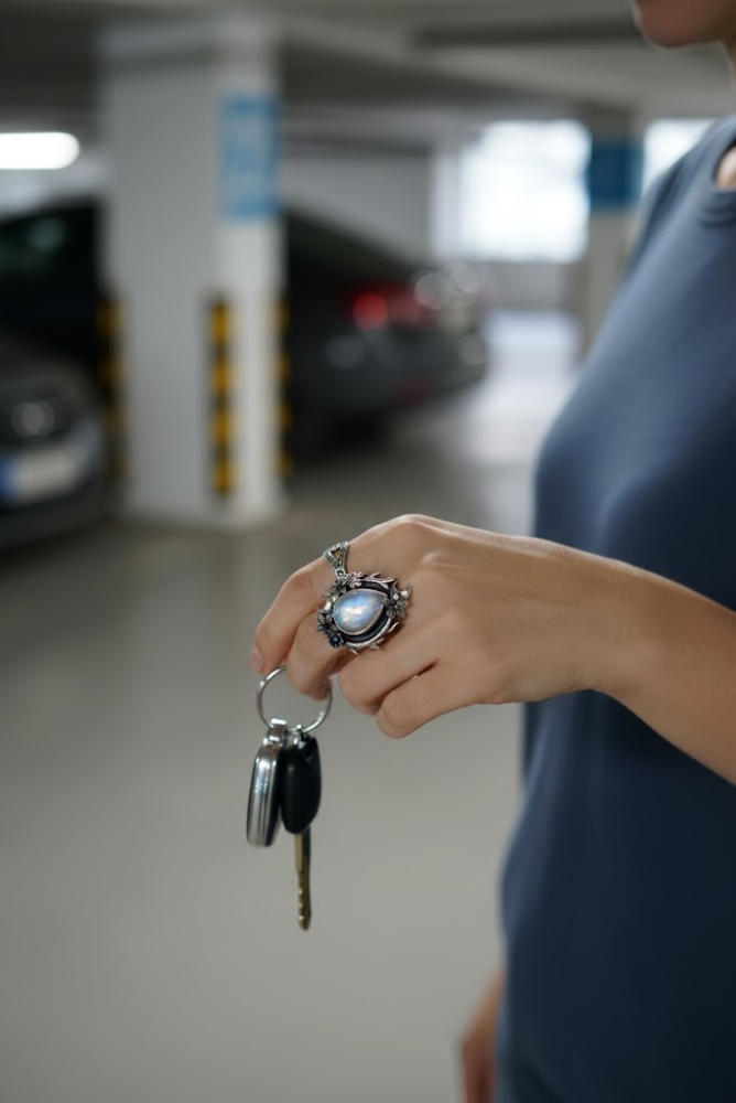 Moonlit Whispers – Moonstone & Kyanite Ring, AR-7601
