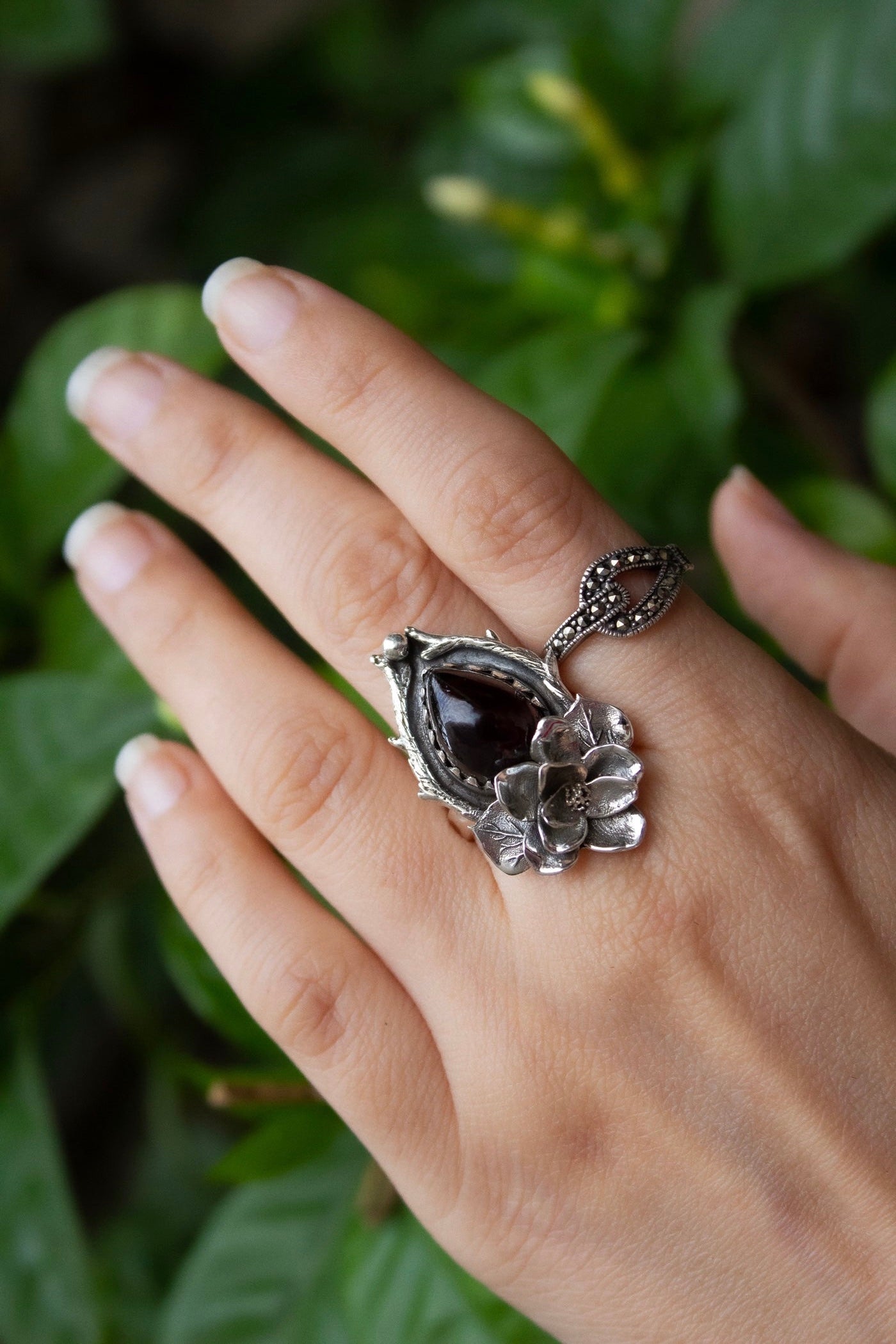 Floral Garnet Ring, AR-7415