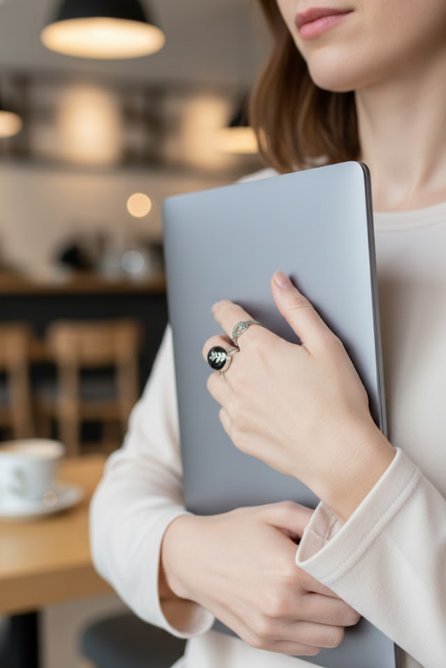 Black Onyx Oval Gemstone Ring, AR-6716