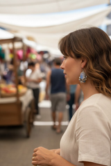 Pendientes colgantes elegantes con piedra lunar, AE-6737