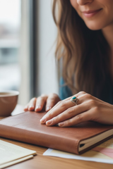 Bague en argent sterling turquoise cuivre bleu, Boho, SKU 6182