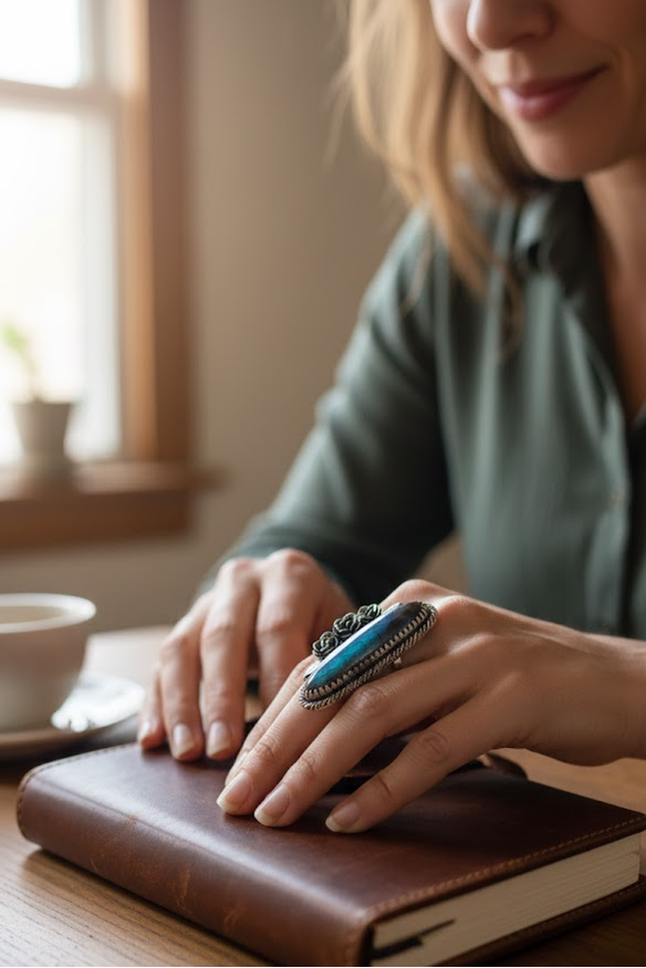 Labradorite Ring, Blue Flash Labradorite Sterling Silver Ring, SKU 6254