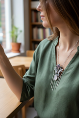 Wings of Dawn – Rhodonite & Rose Quartz Necklace, AN-7631