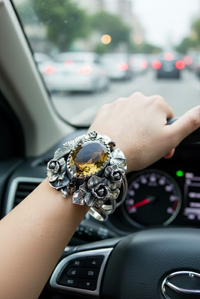 Champagne Quartz Cuff Bracelet, AB-7299
