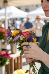 Anillo Floral Tanzanita Plata Esterlina SKU 6011 
