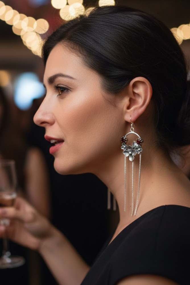 Garnet Earrings, AE-7253