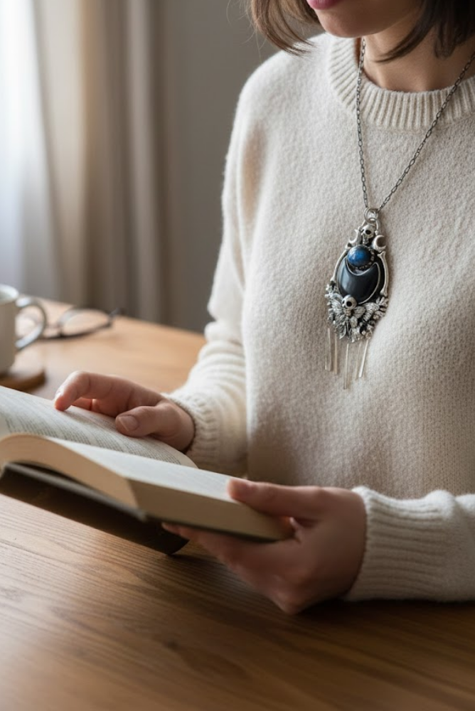Lunar Nocturna: Black Onyx & Labradorite Pendant, AP-7629