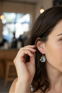 Pendientes colgantes elegantes con piedra lunar, AE-6737