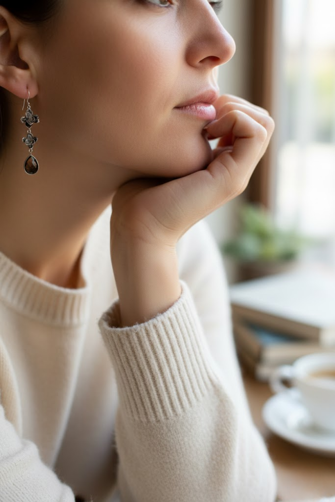 Smokey Quartz Earrings, AE-7225