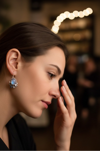 Pendientes colgantes elegantes con piedra lunar, AE-6737