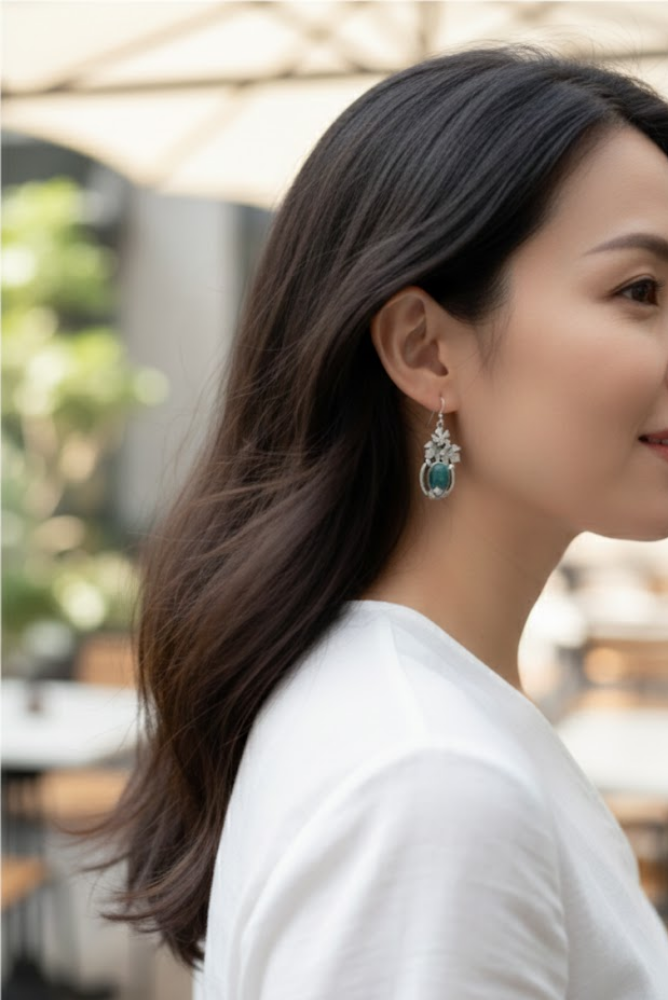 Maple Grove: Moss Agate Earrings, AE- 7267