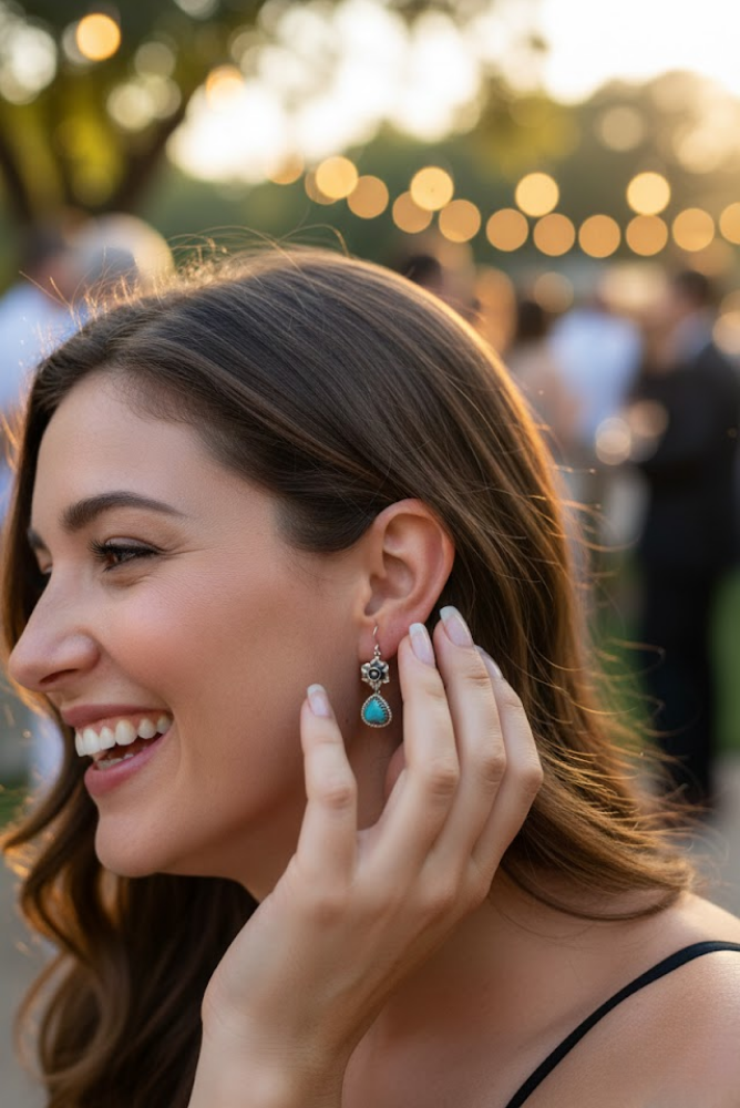 Wild Sky Petals — Turquoise Earrings, AE-7468