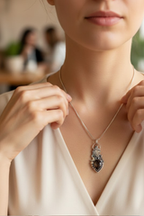 Duskmire Sentinel: Smokey Quartz Cat Pendant, AP-7518