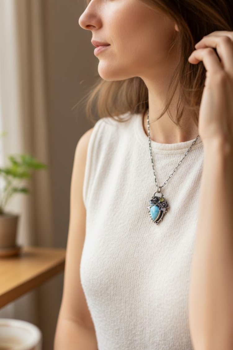 Tideborn Grace: Larimar Pendant, AP-7534