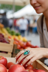 Verdant Bloom Ring – Malachite & Opal, AR-7580