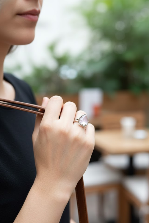 Rose Quartz Ring, October Birthstone, AR-6838