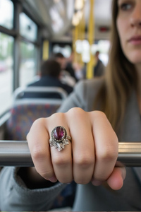 Anillo Granate con Hoja de Arce AR-6540