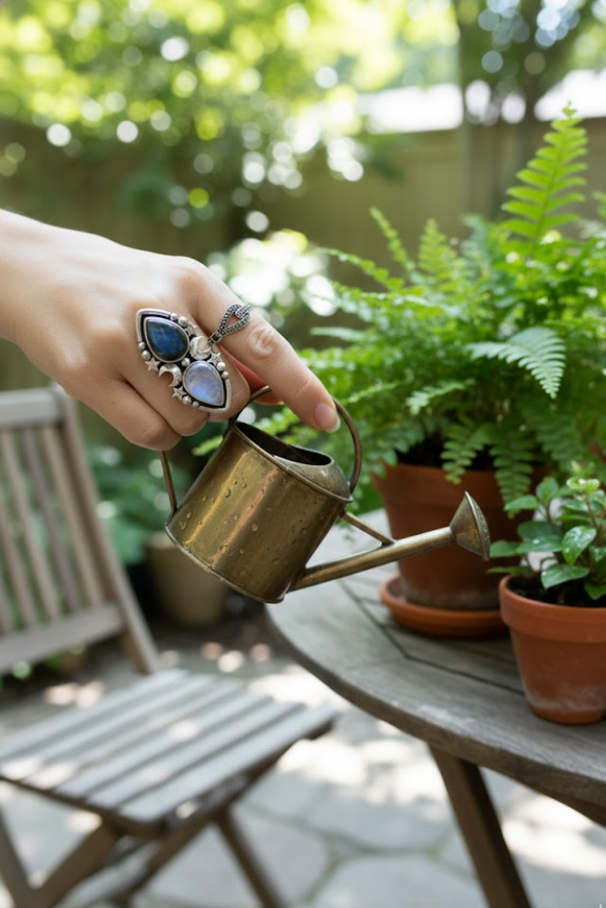 Stellar Tides – Labradorite & Moonstone Celestial Ring