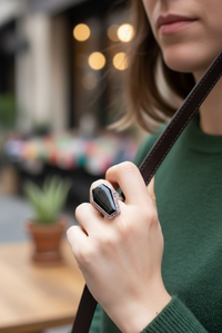 Coffin Ring, Black Onyx Ring, Vintage Inspired, SKU 6162
