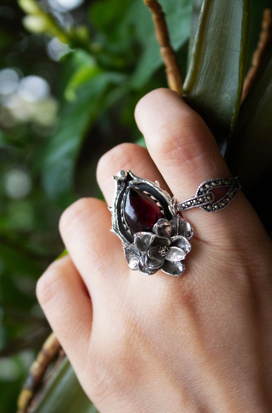 Floral Garnet Ring, AR-7415