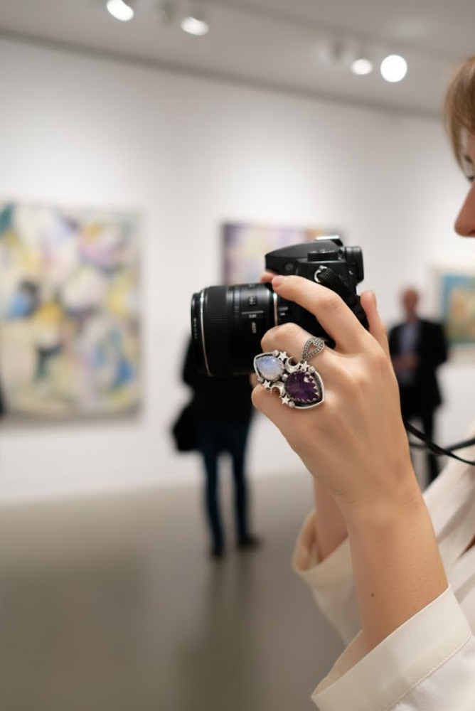 Celestia’s Veil – Moonstone & Amethyst Celestial Ring, AR-7593