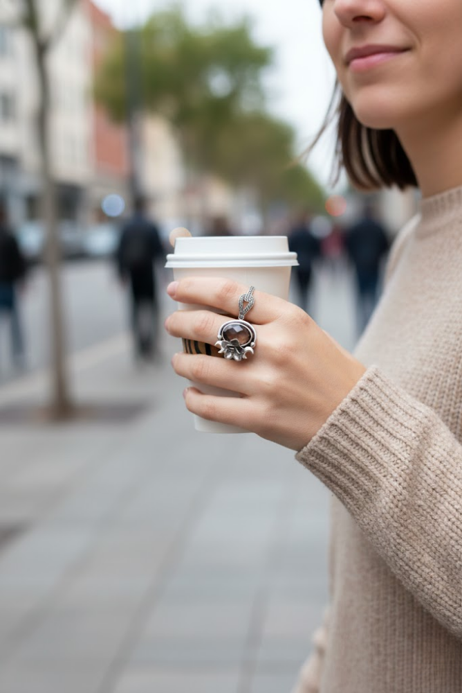 Nature's Embrace: Smokey Quartz Ring AR-7157