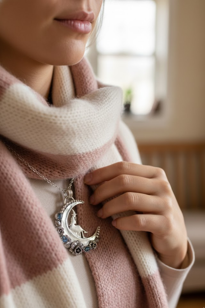 Enchanted Moonlit Witch Pendant, AP-7127