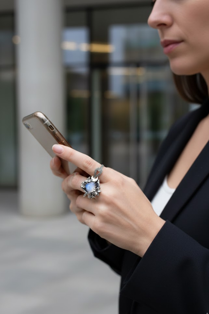 Whimsical Harmony: Moonstone Ring, AR-7156