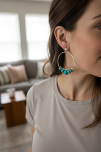 Aretes de Aro Turquesa Plata de Ley, AE-6760