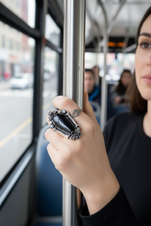 Coffin Black Onyx Ring, AR-6909