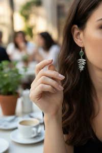 Ancient Forest Fern – Chrysoprase Drop Earrings, AE-7722