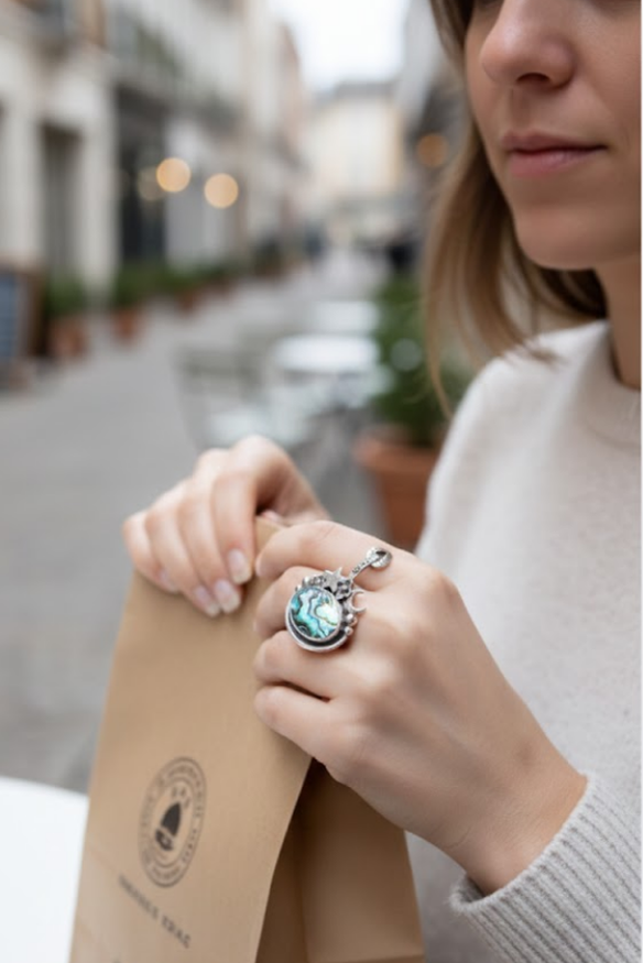 Tidebound Star: Abalone Shell Ring, AR- 7529