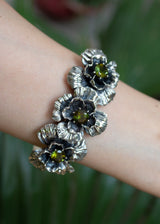 Verdant Blooms: Green Tourmaline Botanical bracelet.