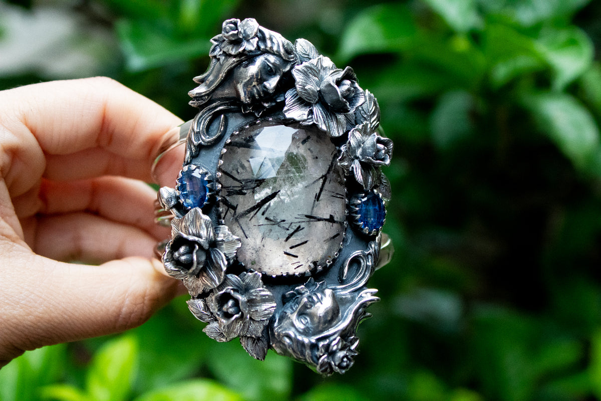 RESERVED*** Enchanted Forest Rutilated Quartz Cuff Bracelet: A Fairy’s Whisper in Sterling Silver