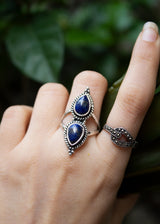 Lapis Lazuli Ring, Blue Gemstone Ring AR-6801