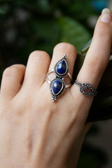 Lapis Lazuli Ring, Blue Gemstone Ring AR-6801