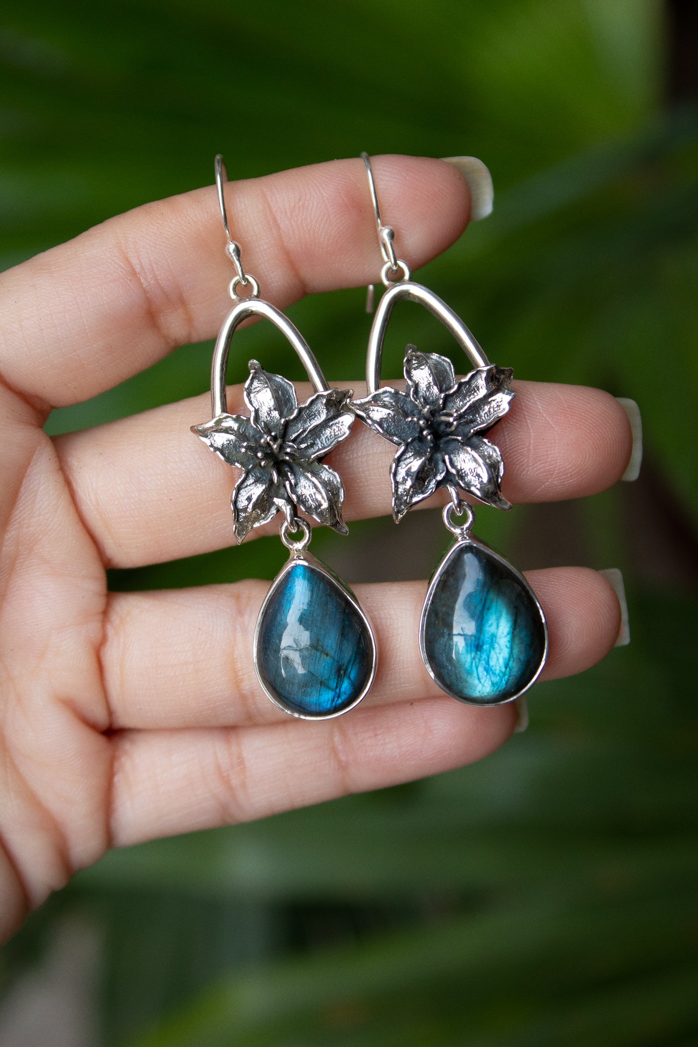 Lunar Ferns: Labradorite Earrings, AE-7536
