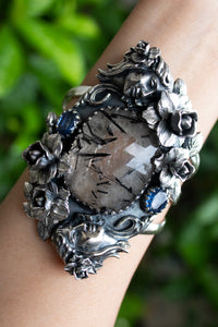 RESERVED*** Enchanted Forest Rutilated Quartz Cuff Bracelet: A Fairy’s Whisper in Sterling Silver