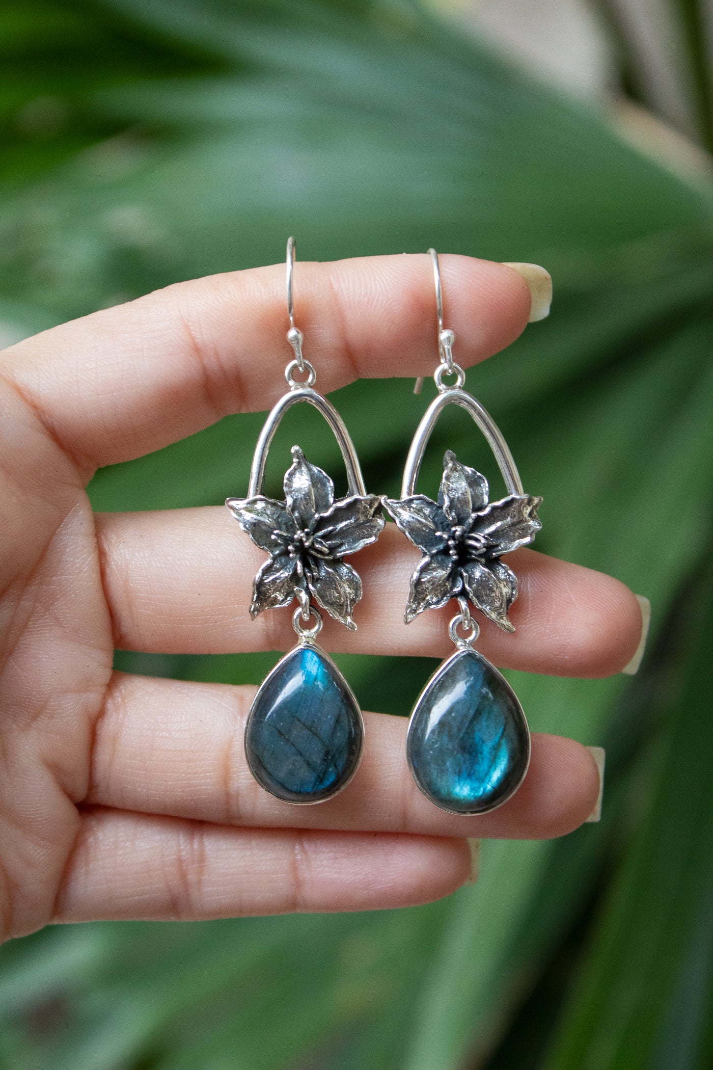 Lunar Ferns: Labradorite Earrings, AE-7536