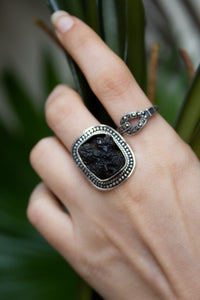 Moldavite Ring, Genuine Rough Stone Ring, AR-6808
