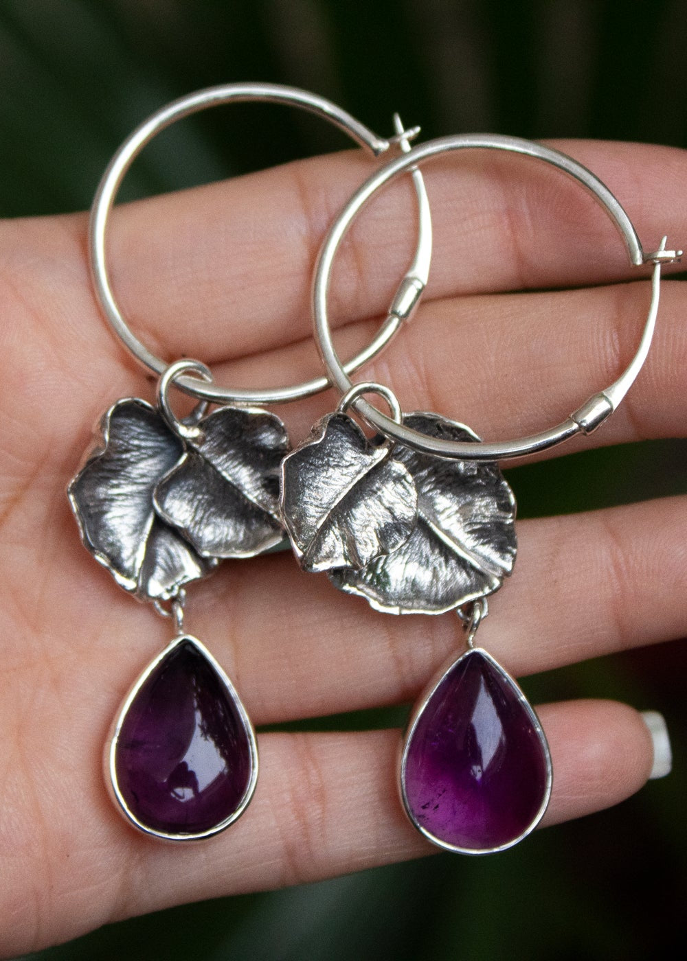 Natural Purple Amethyst Earrings , AE-7123