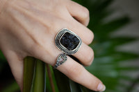 Moldavite Ring, Genuine Rough Stone Ring, AR-6808