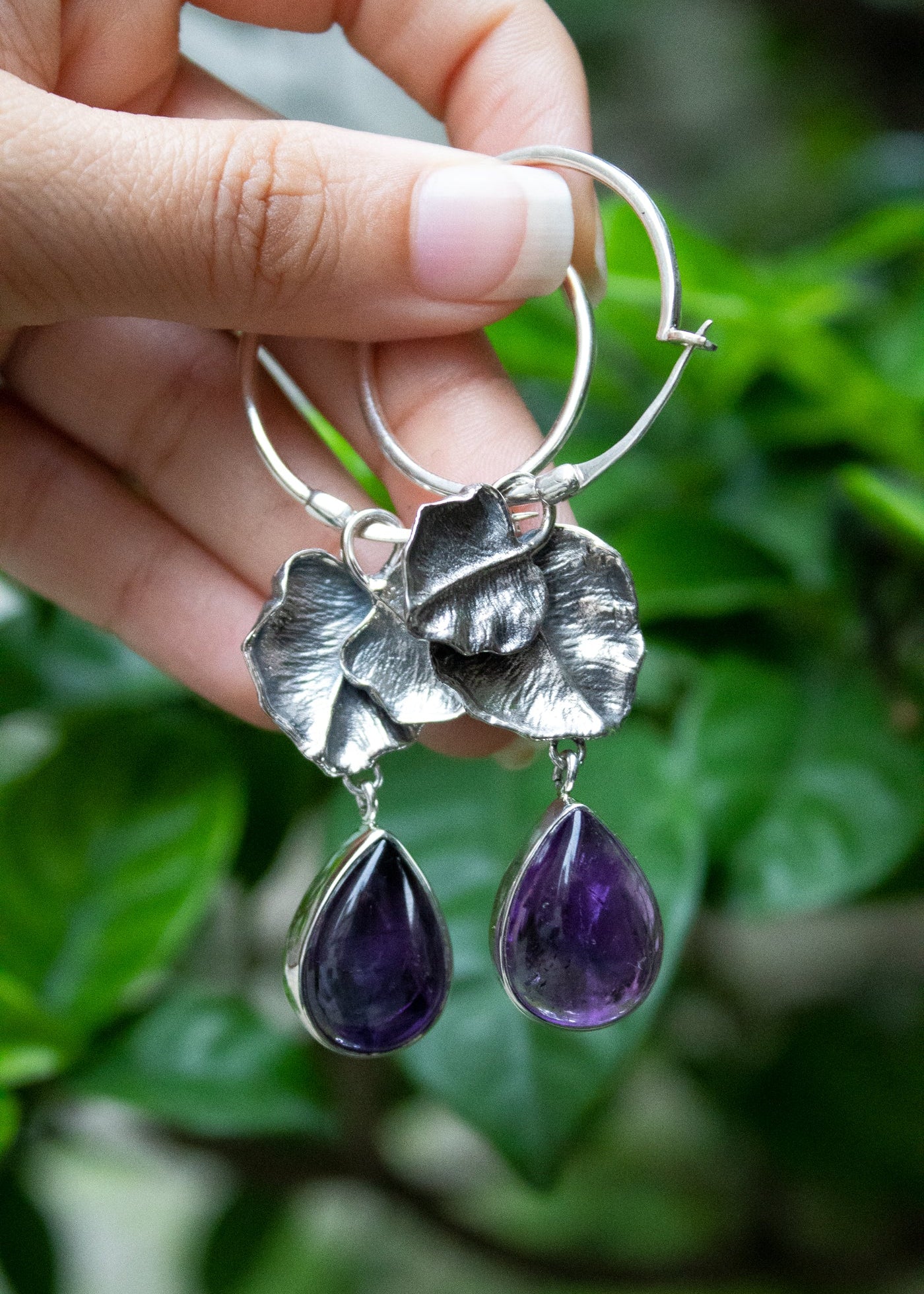 Natural Purple Amethyst Earring, 925 newest Sterling Silver Earring, Amethyst Gemstone, Free Shipping, American Seller AE302