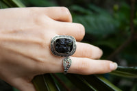 Moldavite Ring, Genuine Rough Stone Ring, AR-6808