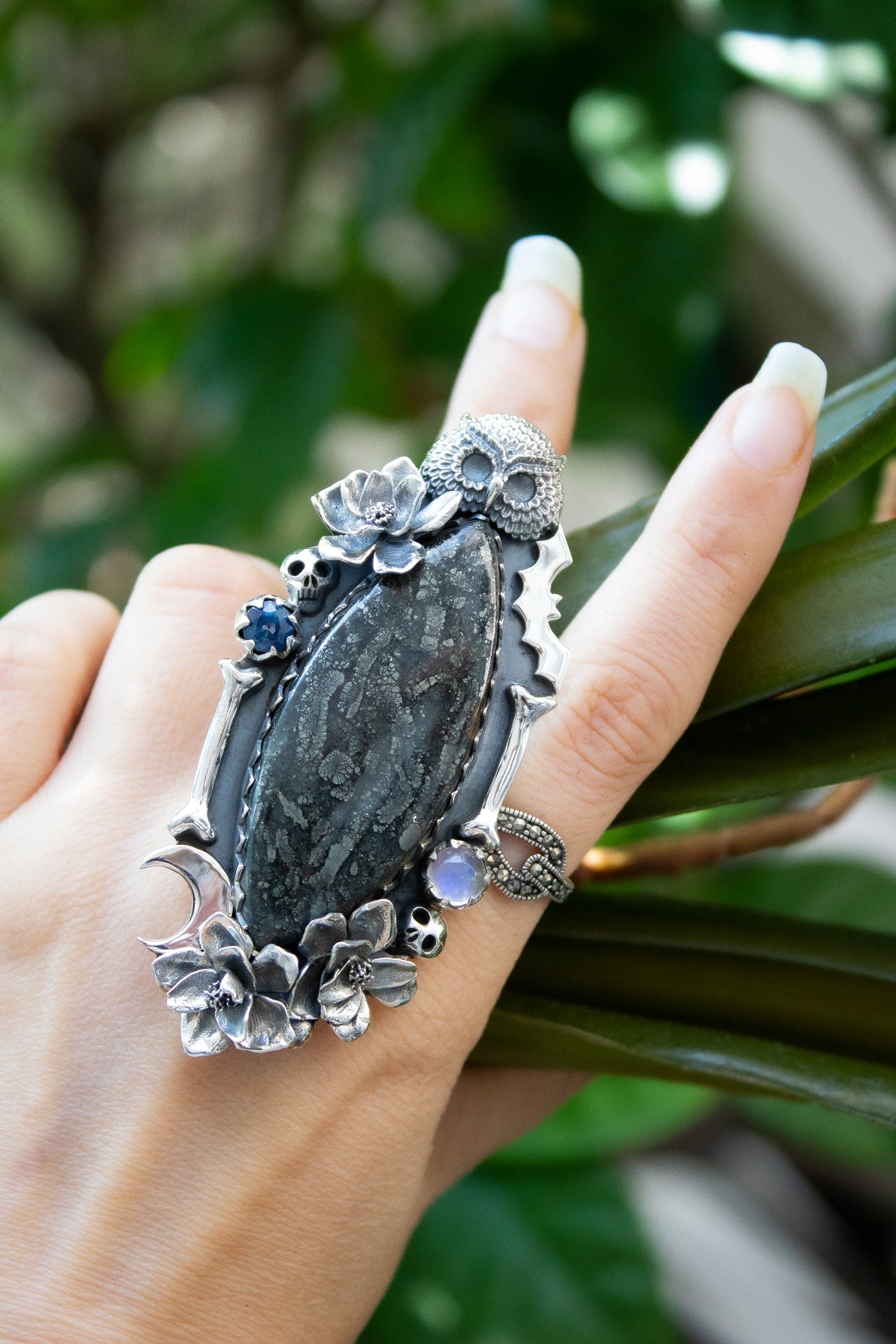 Enchanted Nocturne Owl Marcasite Ring, AR- 7129