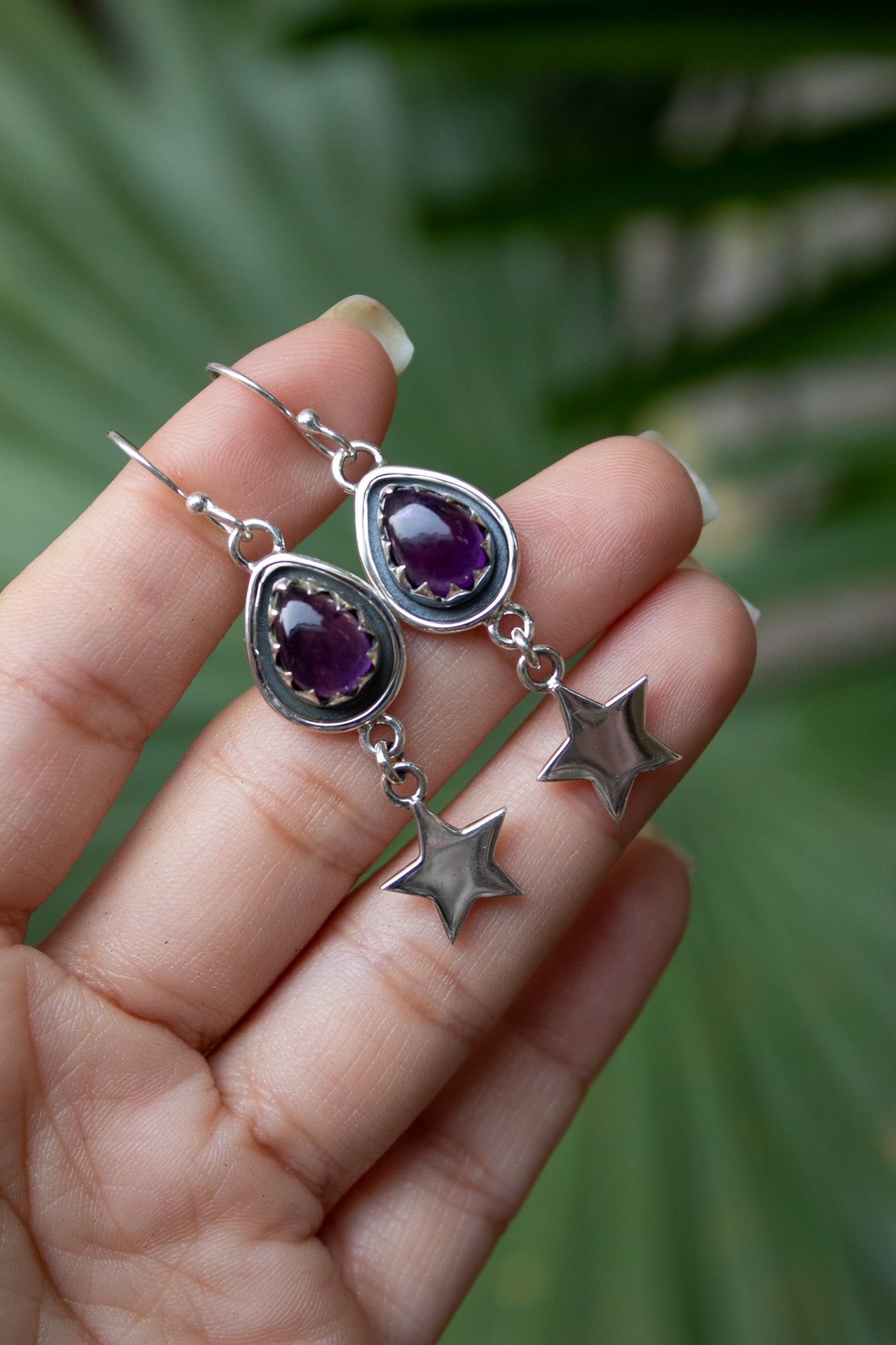 Starborn Whispers: Amethyst Earrings, AE-7538
